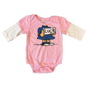 Peanuts Snoopy Baby Girl 6 Months Bodysuit Lucy Long Sleeved Shirt Top Pink Tee
